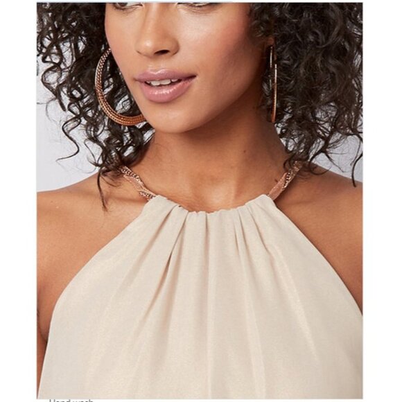 Women Le Chateau Foil Chiffon Halter Dress XXL - Picture 4 of 7